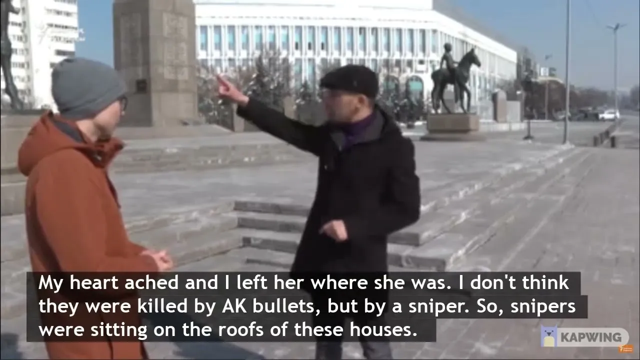 Показания в интервью Азаттыку о том, как военные расстреляли мирных протестующих 6 января 2022 года.