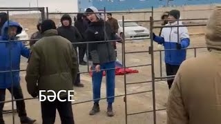 Началась еще одна забастовка, ставят палатки. Мангыстау. 7.02.2022. Завод стеклопластиковых труб