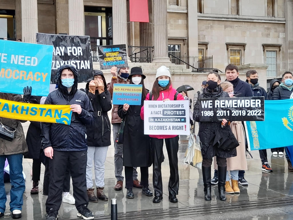 Kazakhs in London protesting at repression in their country, 8 January