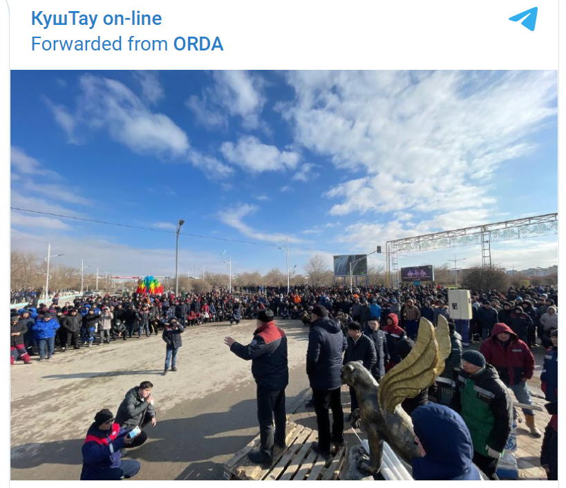 A mass meeting in Zhanaozen on 6 January